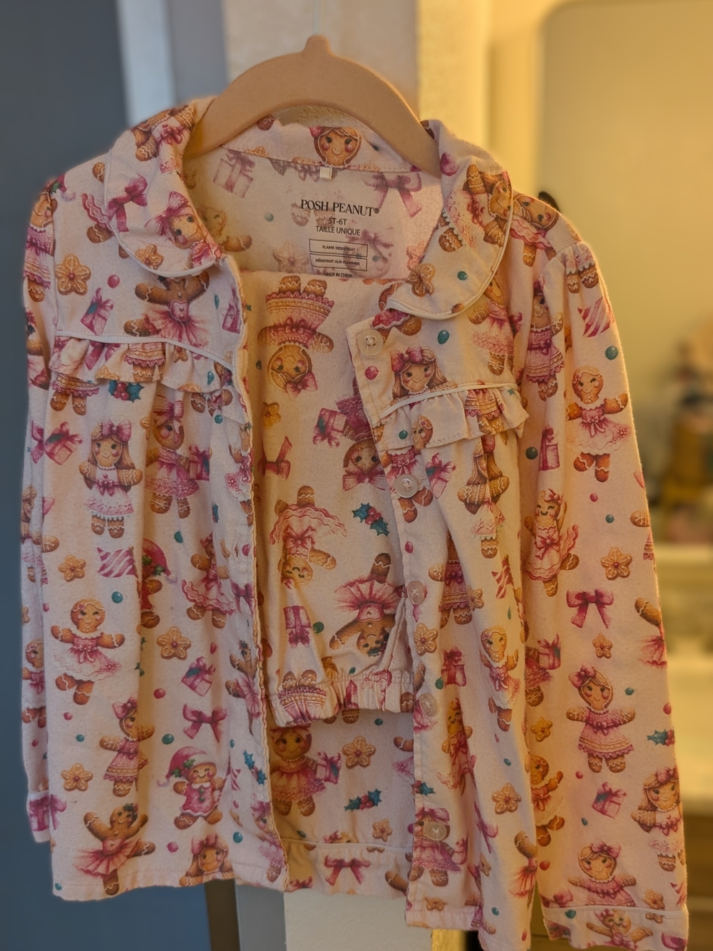 Posh Peanut Pink Gingerbread Ginger Posh Print Flannel Pajamas
